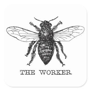 Bee Worker Honey Black Bumblebee Square Sticker