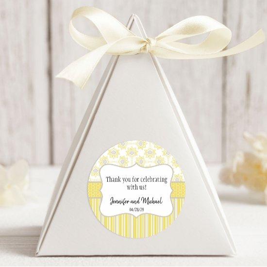Bee Yellow and Gray Geometric Classic Round Sticker
