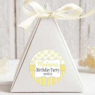 Bee Yellow and Gray Geometric Classic Round Sticker