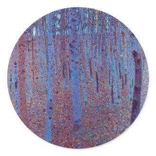 Beech Forest by Gustav Klimt, Vintage Art Nouveau Classic Round Sticker