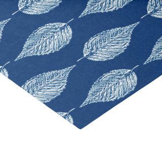 Beech Leaf Chalk Print, Cobalt Blue and White Tissue Paper