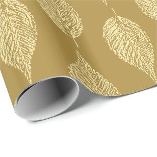 Beech Leaf Chalk Print, Mustard Yellow / Gold