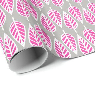 Beech leaf pattern - Fuchsia pink and silver