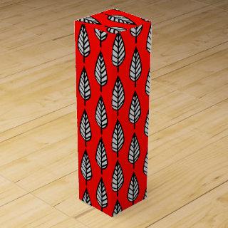 Beech leaf pattern - Red, black and grey / gray Wine Box
