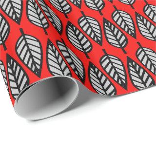 Beech leaf pattern - Red, black and grey / gray