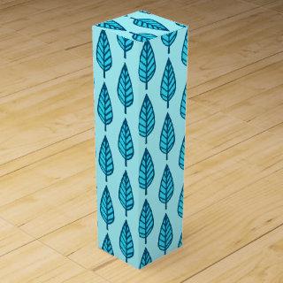 Beech leaf pattern - Shades of sky blue Wine Box