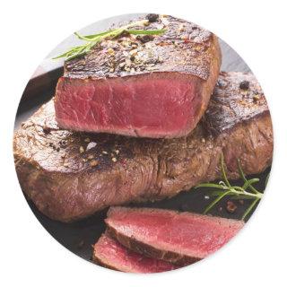 Beef steak classic round sticker