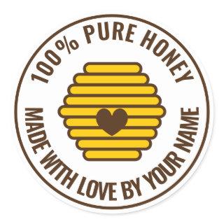 Beehive heart logo jar stickers for beekeeper