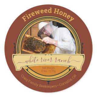 Beekeeper or Apiary Photo Honey Product Classic Round Sticker