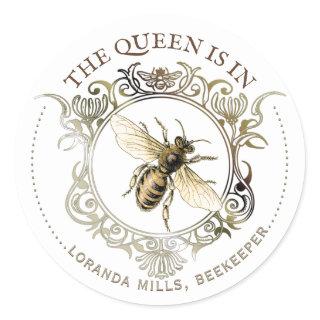 Beekeeper Queen Bee Ornate Frame Emblem Bookplate