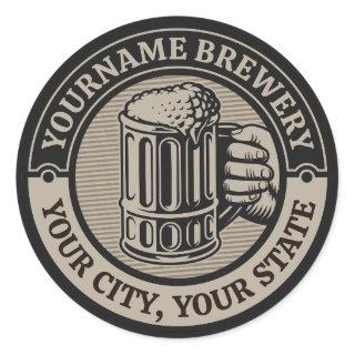 Beer Brewing Personalized NAME Brewery Big Mug  Classic Round Sticker