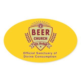 BEER CHURCH OVAL STICKER