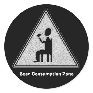 Beer Consumption Zone Classic Round Sticker