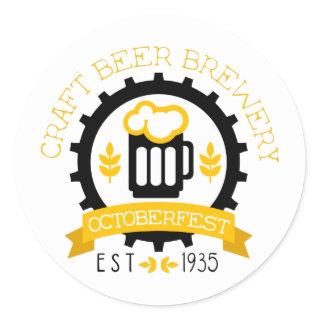 Beer Logo Design Template With Pint Classic Round Sticker