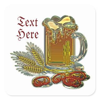 Beer pretzel oktoberfest pub bar fall square sticker