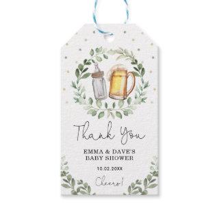 Beers and Cheers Greenery Brewery Baby Shower Gift Tags