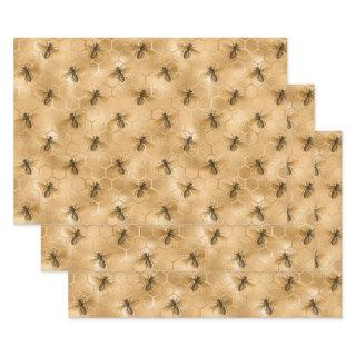 Bees and Gold Honeycomb  Sheets