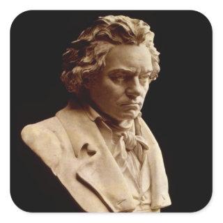 Beethoven bust statue square sticker