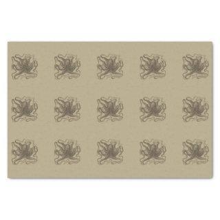 Beige and Brown Retro Octopus Vintage Inspired Tissue Paper