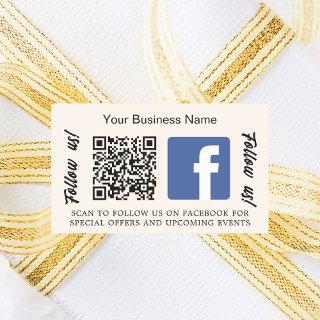 Beige business qr code Facebook Rectangular Sticker