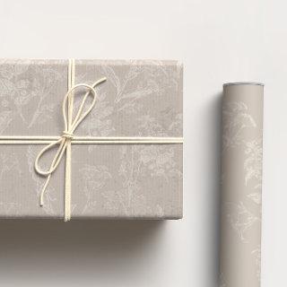 Beige & Cream Tonal Botanical Flower Line Art   Sheets