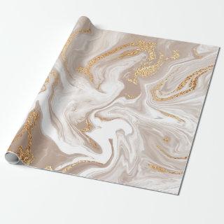 Beige liquid marble with glitter gold