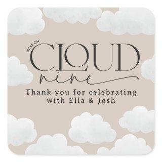 Beige natural cloud nine shower modern stylish square sticker