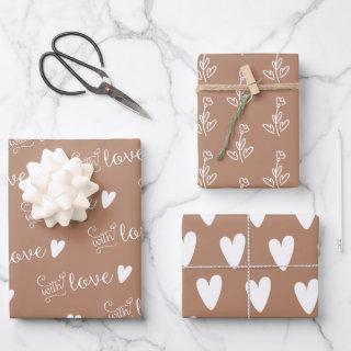 Beige Patterned With Love  Sheets