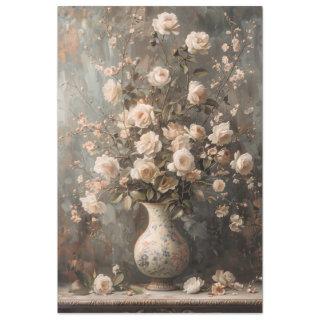 Beige Peony Rose Still Life French Romantic Floral Tissue Paper