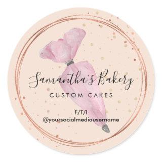 Beige Polka Dots Pastry Cake Designer Bakery Chef Classic Round Sticker