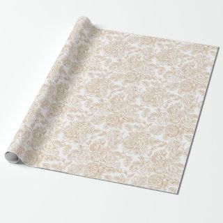 Beige Vintage Rose Flower Pattern