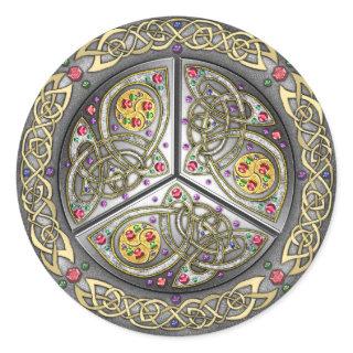 Bejeweled Celtic Shield Classic Round Sticker