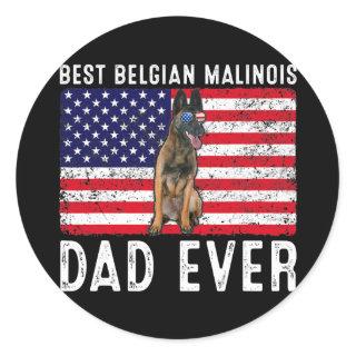 Belgian Malinois Dad USA American Flag Belgian Classic Round Sticker