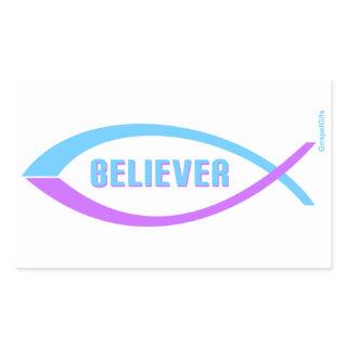 Believer Christian Fish design Rectangular Sticker
