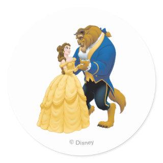 Belle and Beast Dancing Classic Round Sticker
