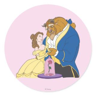 Belle and Beast Holding Hands Classic Round Sticker