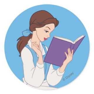 Belle in a Book Classic Round Sticker