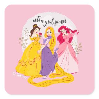 Belle, Rapnuzel, Ariel "Extra Girl Power" Square Sticker