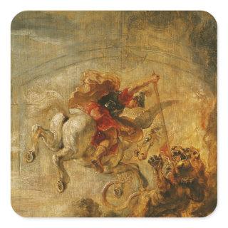 Bellerophon Riding Pegasus Fighting the Chimaera Square Sticker