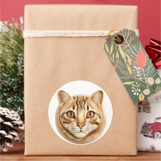 Bengal Cat 3D Inspired Classic Round Sticker