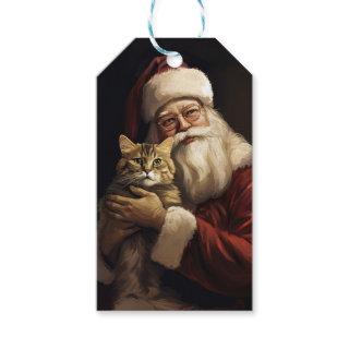 Bengal Cat with Santa Claus Festive Christmas Gift Tags