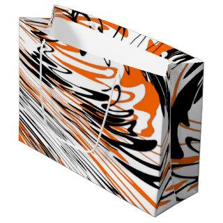 Bengal Colors Squiggly Orange and Black Lines Large Gift Bag