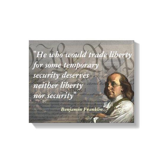Benjamin Franklin Quote on Liberty Canvas Print