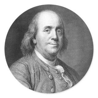 Benjamin Franklin usa president history portrait f Classic Round Sticker