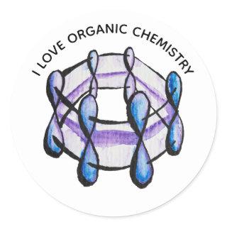 Benzene Molecule Love Chemistry Classic Round Sticker