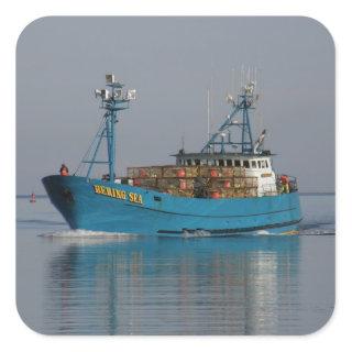 Bering Sea, Crab Boat in Dutch Harbor, AK Square Sticker