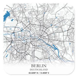 Berlin Deutschland Germany City Map Coordinates Square Sticker