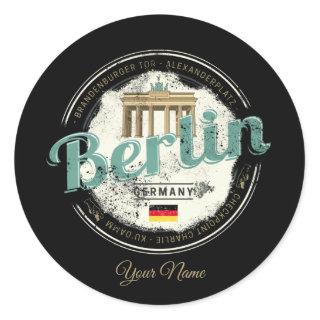 Berlin Germany Brandenburg Gate Vintage Souvenir Classic Round Sticker