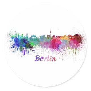 Berlin skyline in watercolor classic round sticker