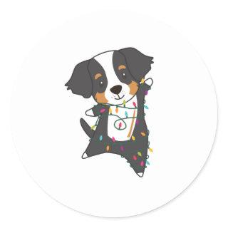 Bernese Merry Christmas Happy Christmas Dogs Classic Round Sticker